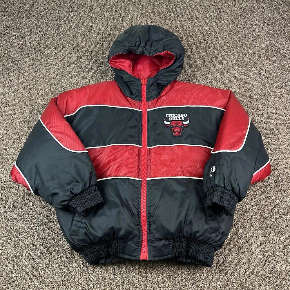 VTG Chicago Bulls Pro Player Puffer Reversible Jacket Size Youth Medium FLAWS